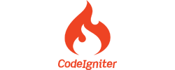 CodeIgniter logo featuring a stylized red flame with the word 'CodeIgniter' in matching font