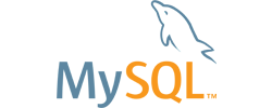 MySQL logo featuring dolphin, representing open-source relational database management system