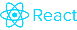 React logo showing atomic symbol, representing JavaScript library for building user interfaces