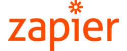 Zapier logo with the word 'Zapier' in bright orange and an asterisk-shaped gear symbol above