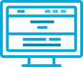 Icon of a desktop screen layout showing website structure and content blocks