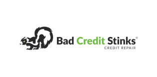 Bad Credit Stinks logo with skunk icon for credit repair and financial improvement services