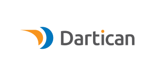 Dartisan logo for business or software service, featuring blue and orange swoosh symbol