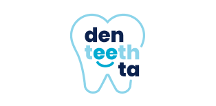 Denteethta logo shaped like a tooth representing dental services or dental care brand