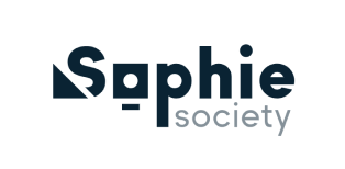 Sophie Society logo in bold black and gray text with a triangle design element