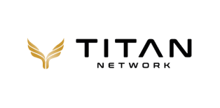Titan Network logo with gold wing icon and bold black text on a white background